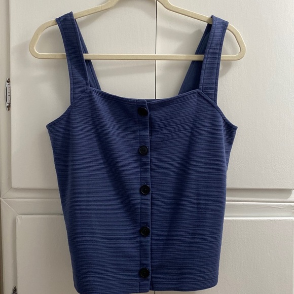 NWT J Crew Thick Blue Button Down Tank - Picture 2 of 6